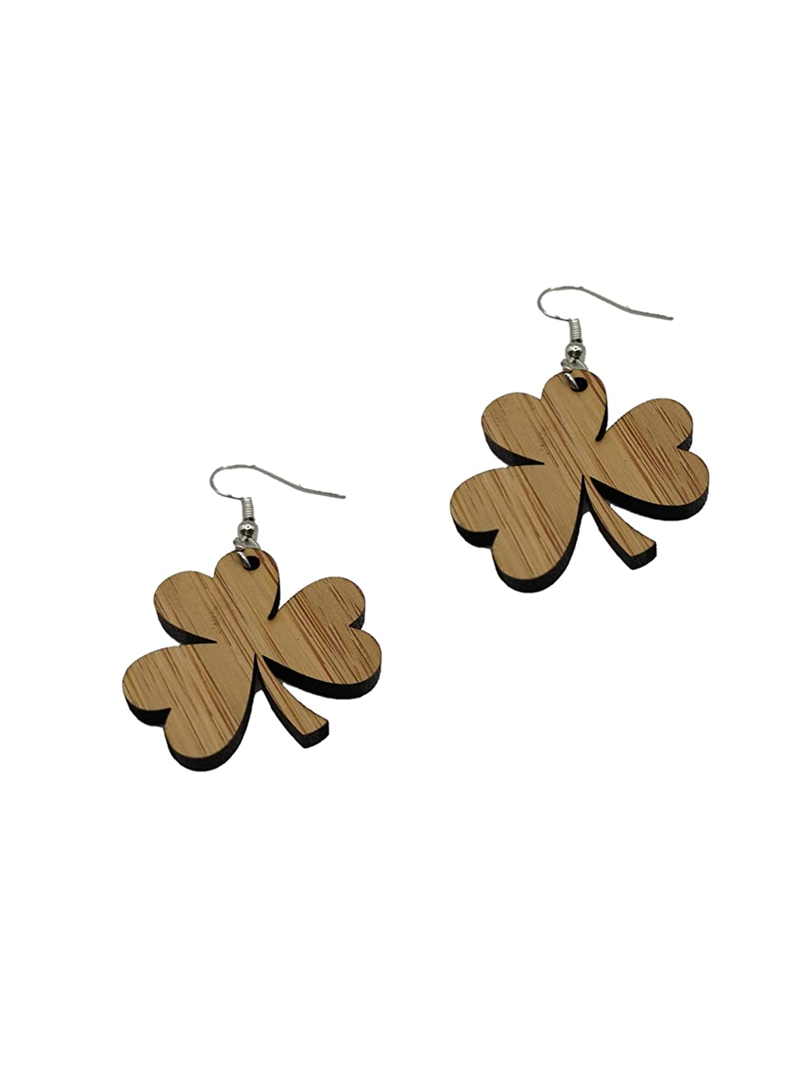 St Patrick's Day Shamrock Bamboo Earrings - customise to suit your style with Gold, Rose Gold, Dark Gold or Silver findings (Style 1)