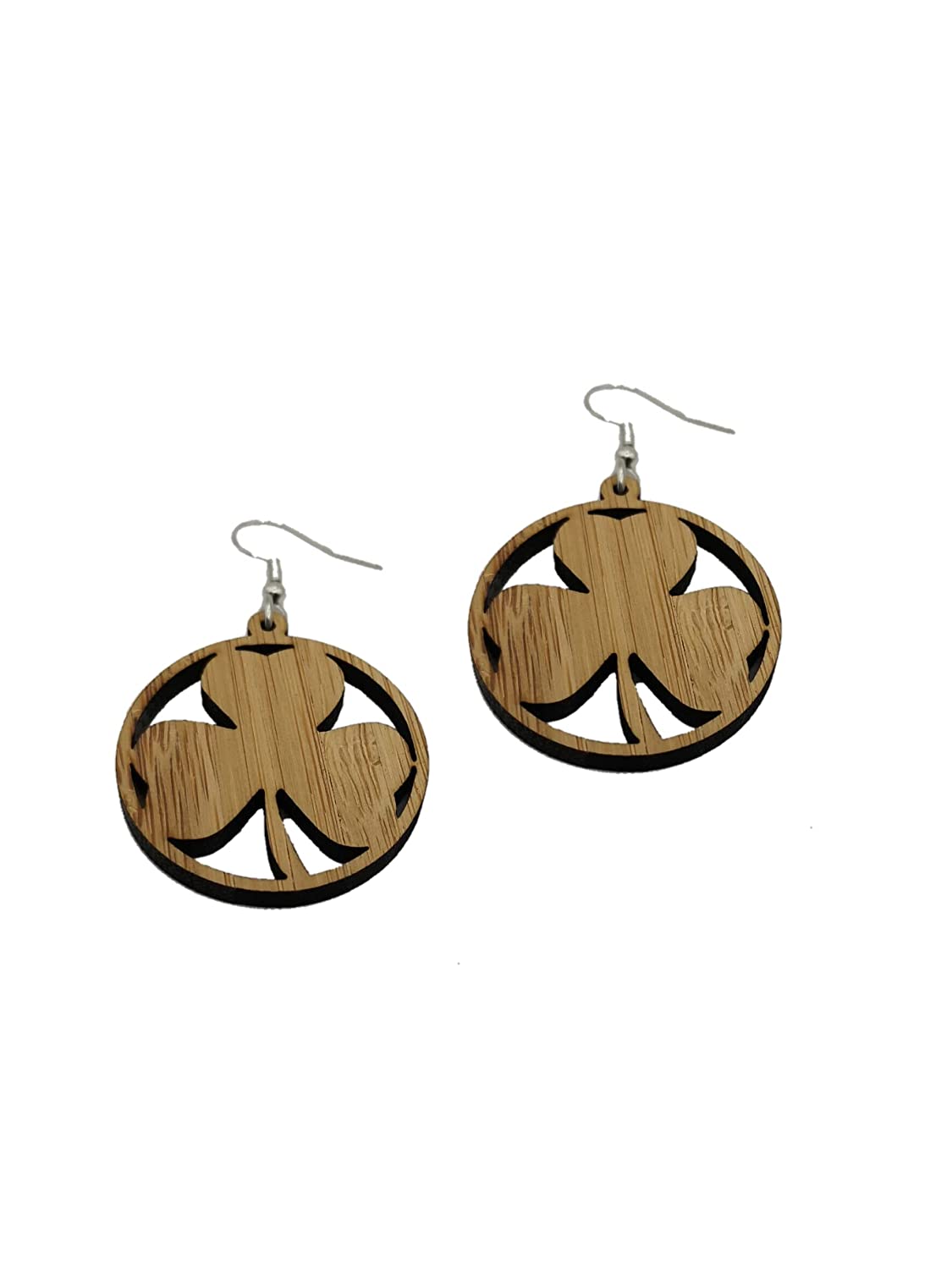 St Patrick's Day Shamrock Bamboo Earrings - customise to suit your style with Gold, Rose Gold, Dark Gold or Silver findings (Style 1)