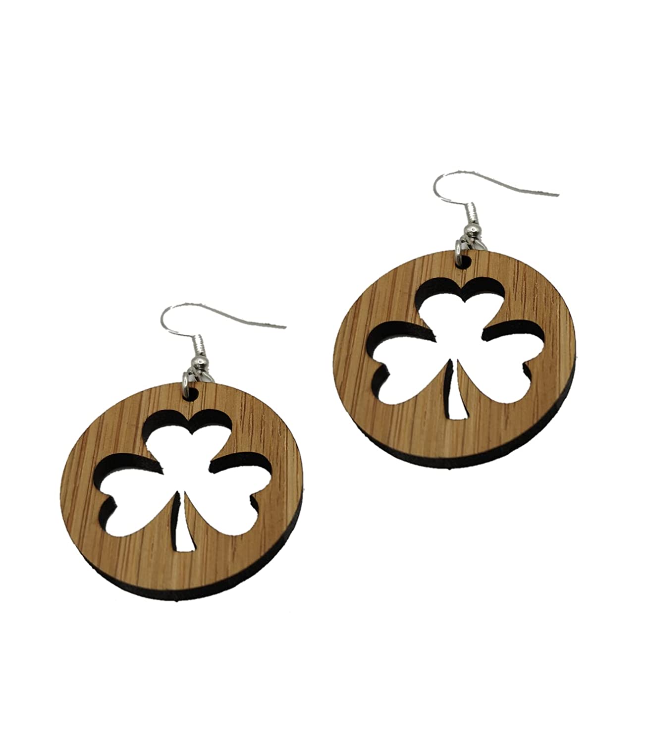 St Patrick's Day Shamrock Bamboo Earrings - customise to suit your style with Gold, Rose Gold, Dark Gold or Silver findings (Style 1)